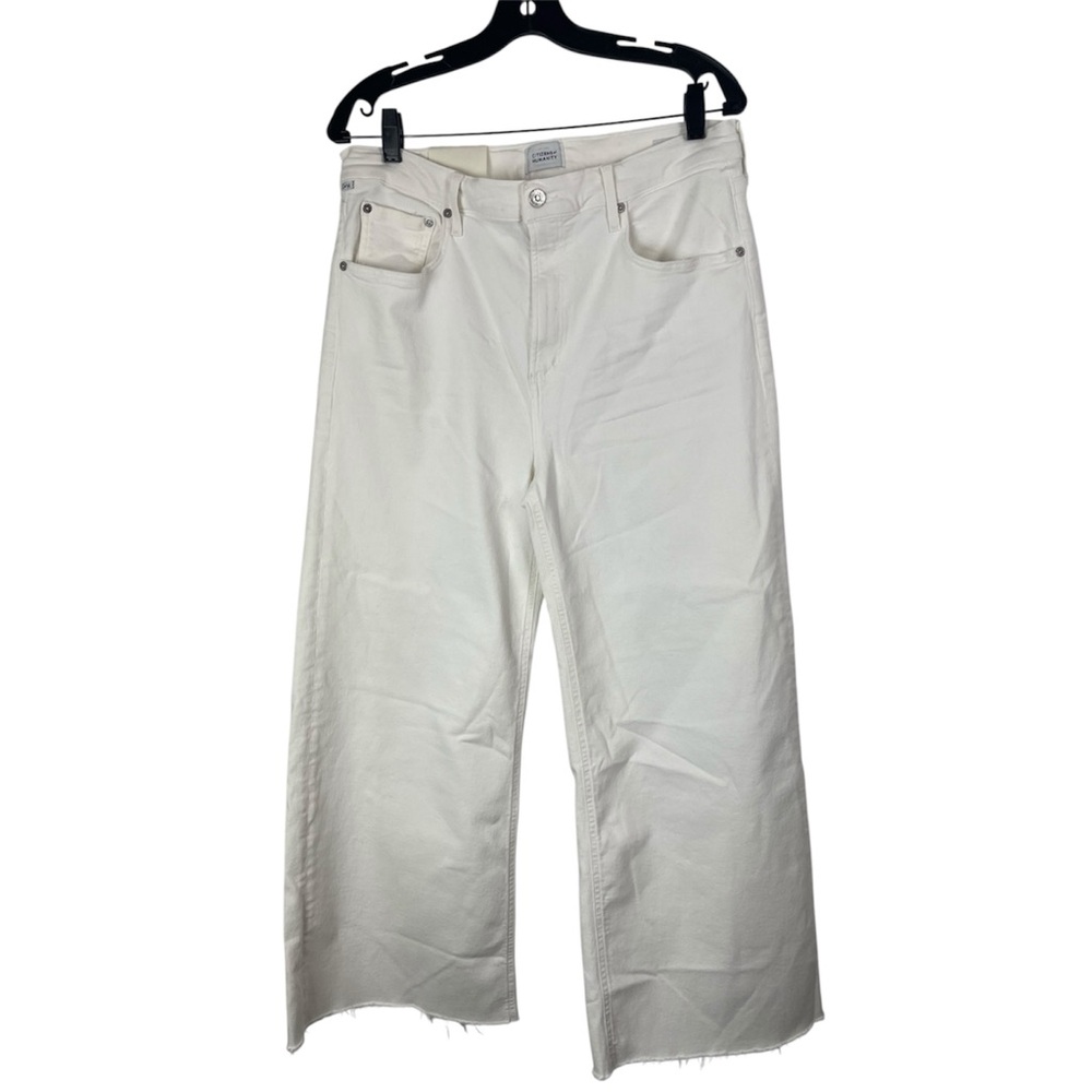 Citizens of Humanity WomensHigh Rise Lyra Wide Leg Cropped Jeans Off White Sz 32